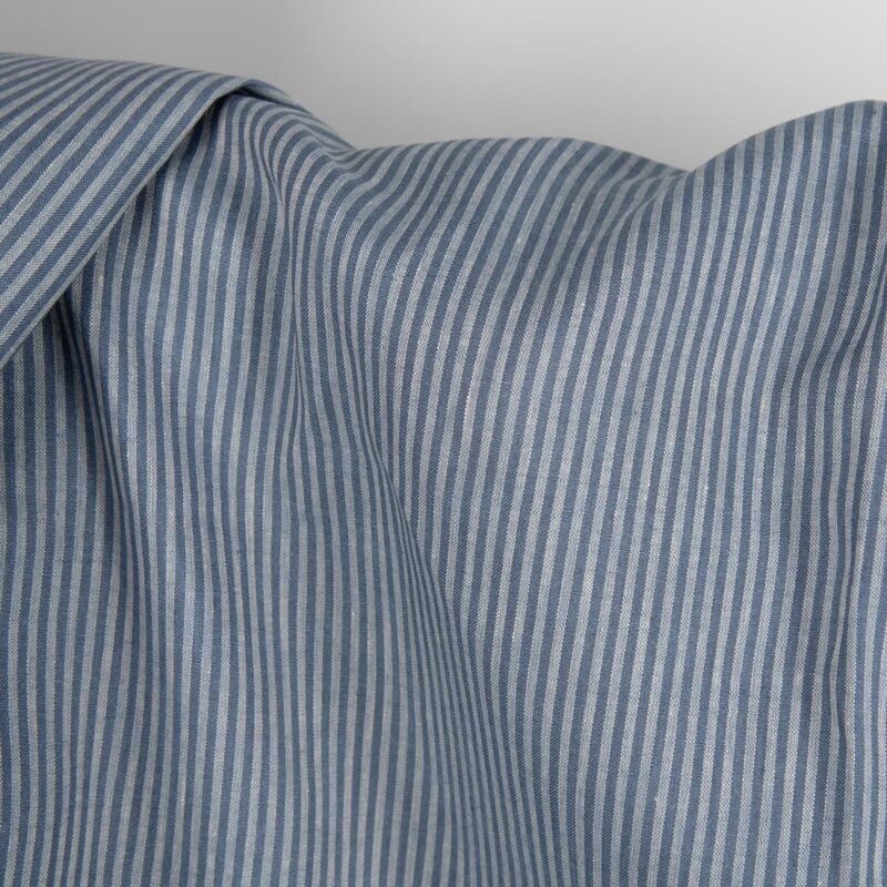 Linen fabric with blue stripes product photo