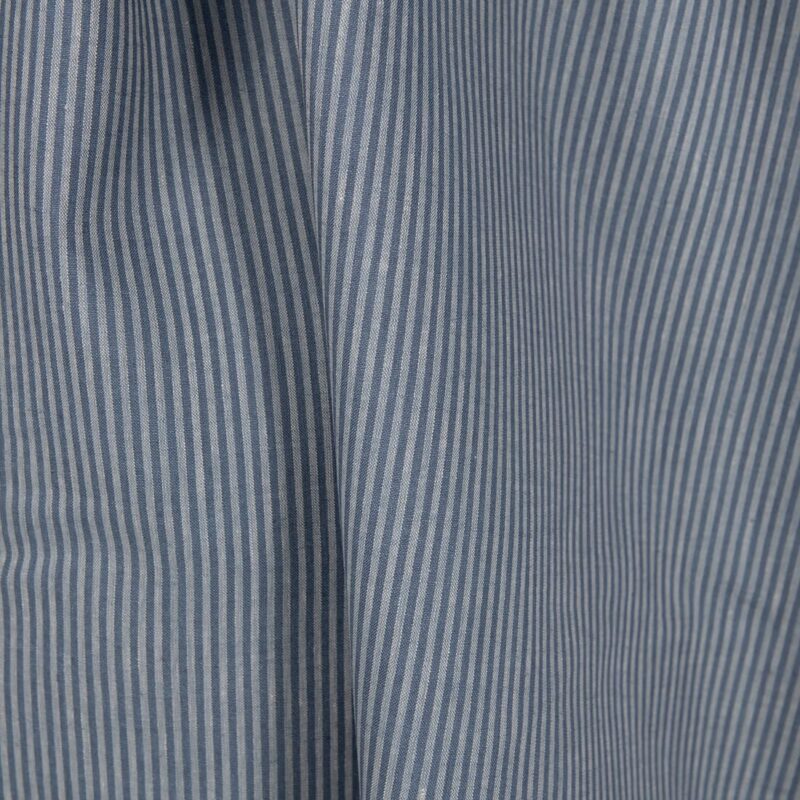 Linen fabric with blue stripes close up detail