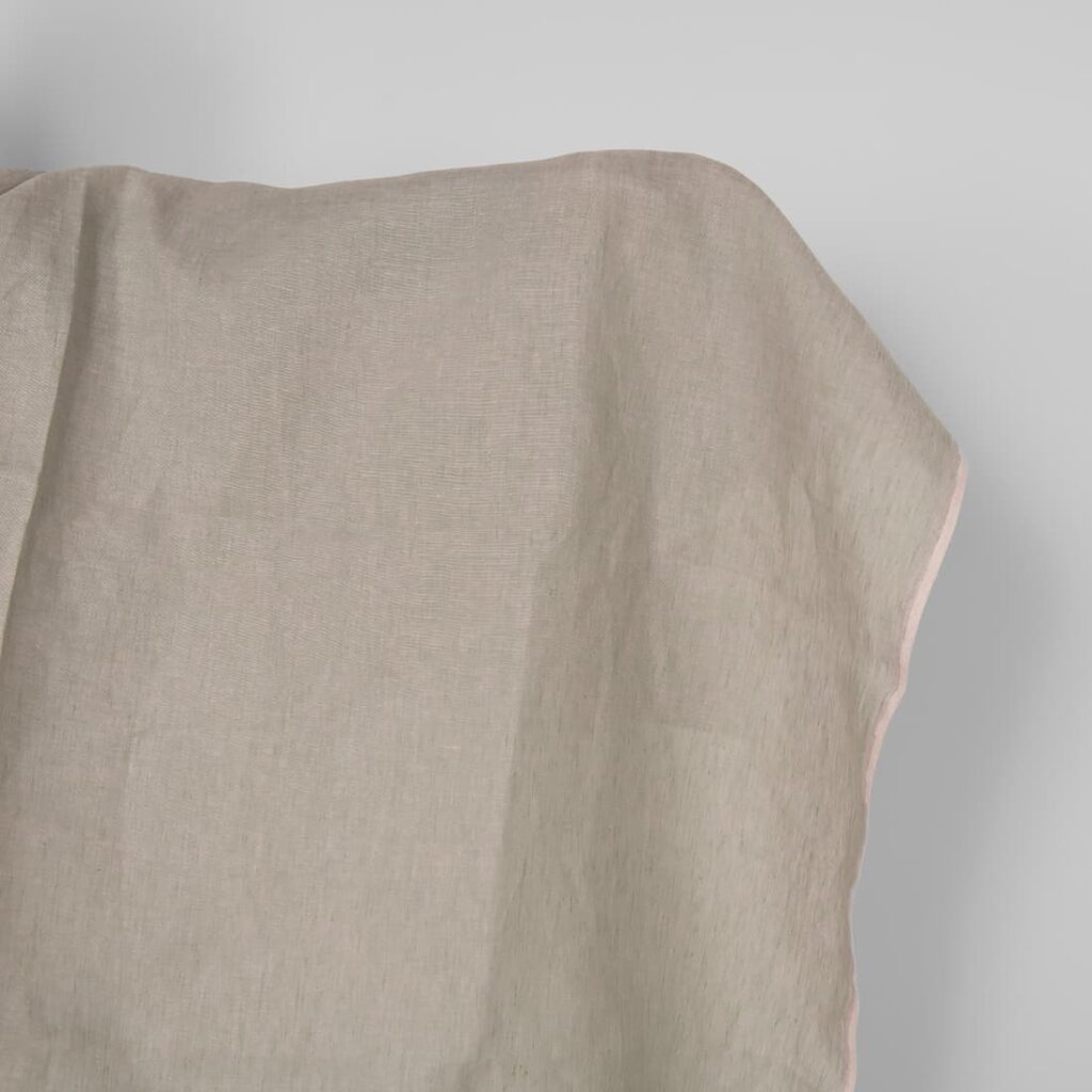 Linen fabric green lilac melange