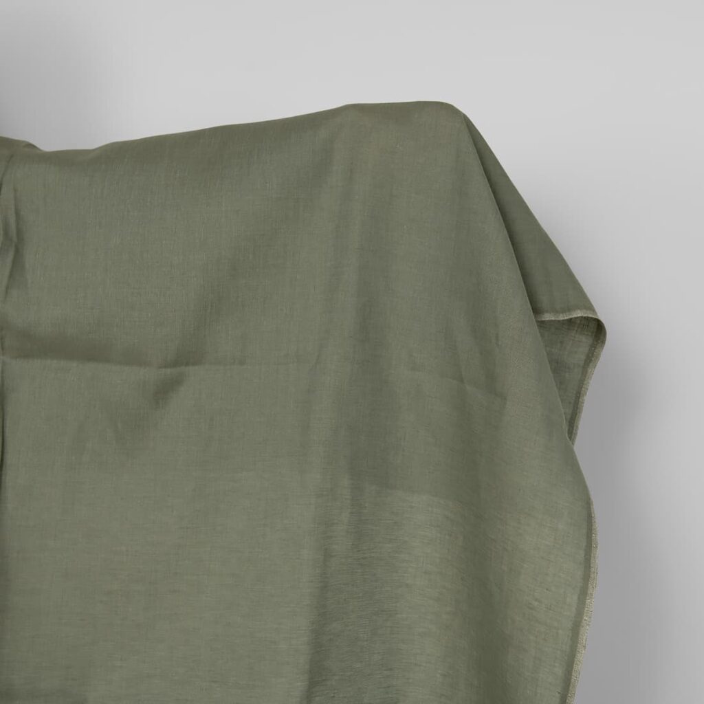 Linen fabric grey green melange