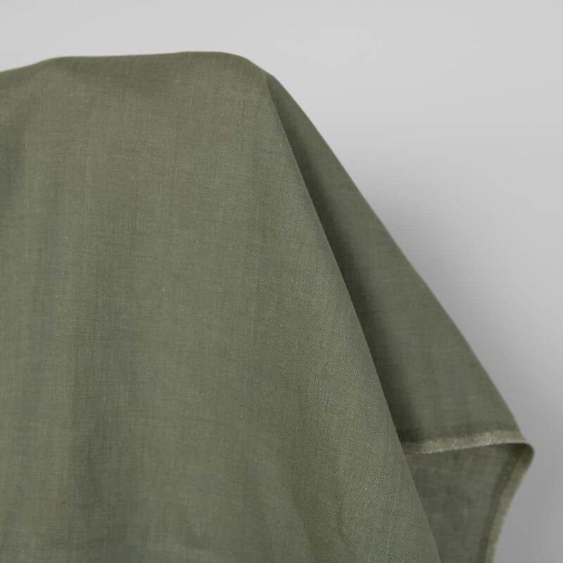 Linen fabric grey green melange, 100% linen