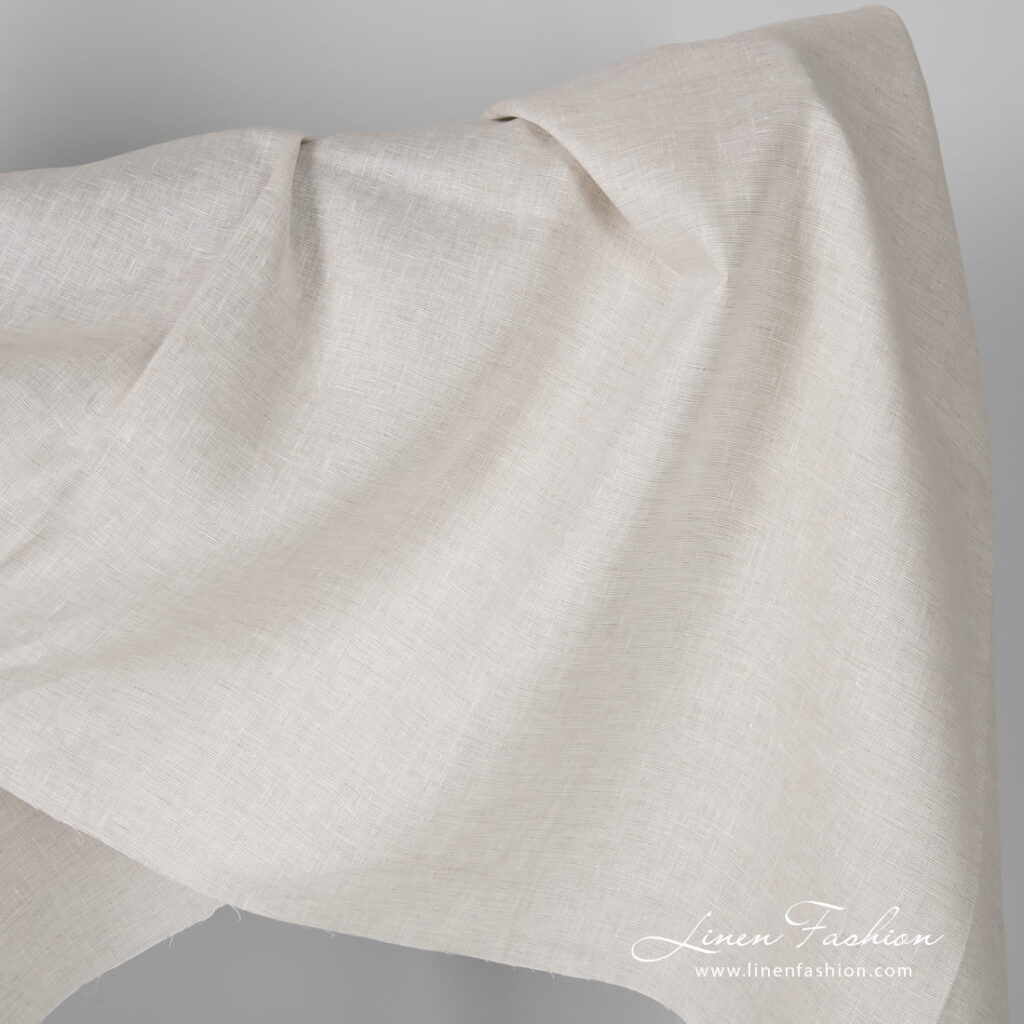 Breiter Leinenstoff mit naturgrauen Karos 1 Wide white flax melange linen fabric