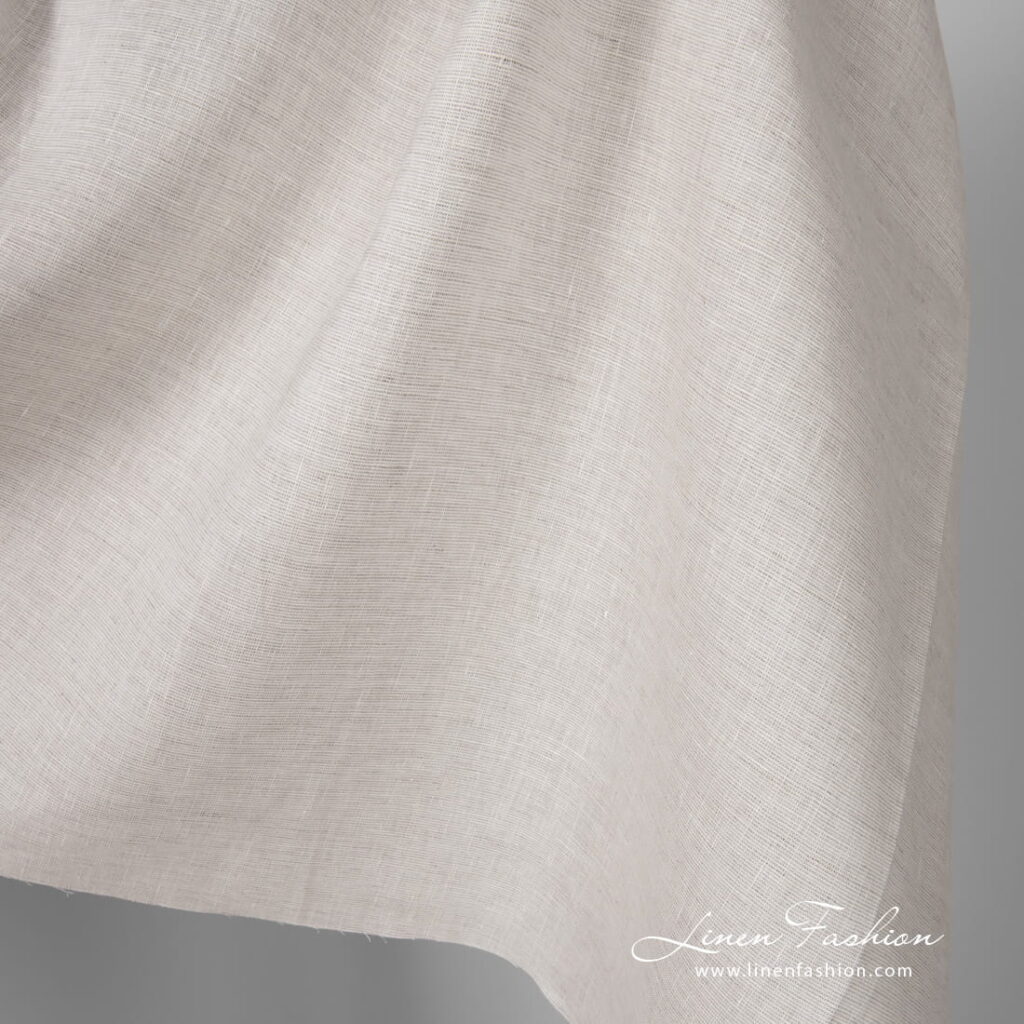 Breiter Leinenstoff mit naturgrauen Karos 3 Pure linen fabric in natural grey and white colour