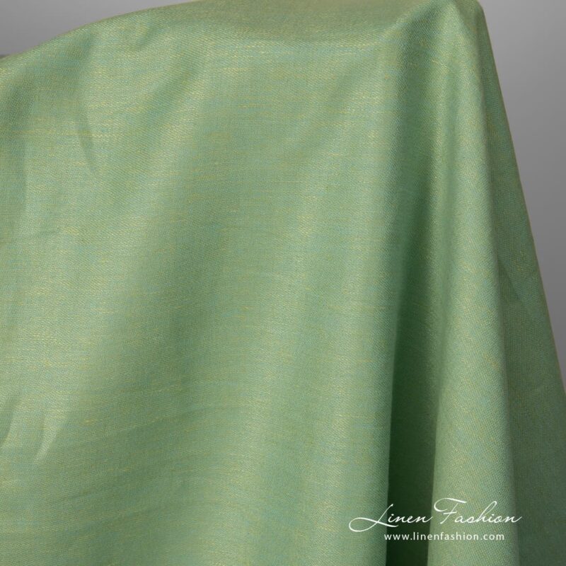 Linen cotton fabric greenish blue double-sided product photo green side