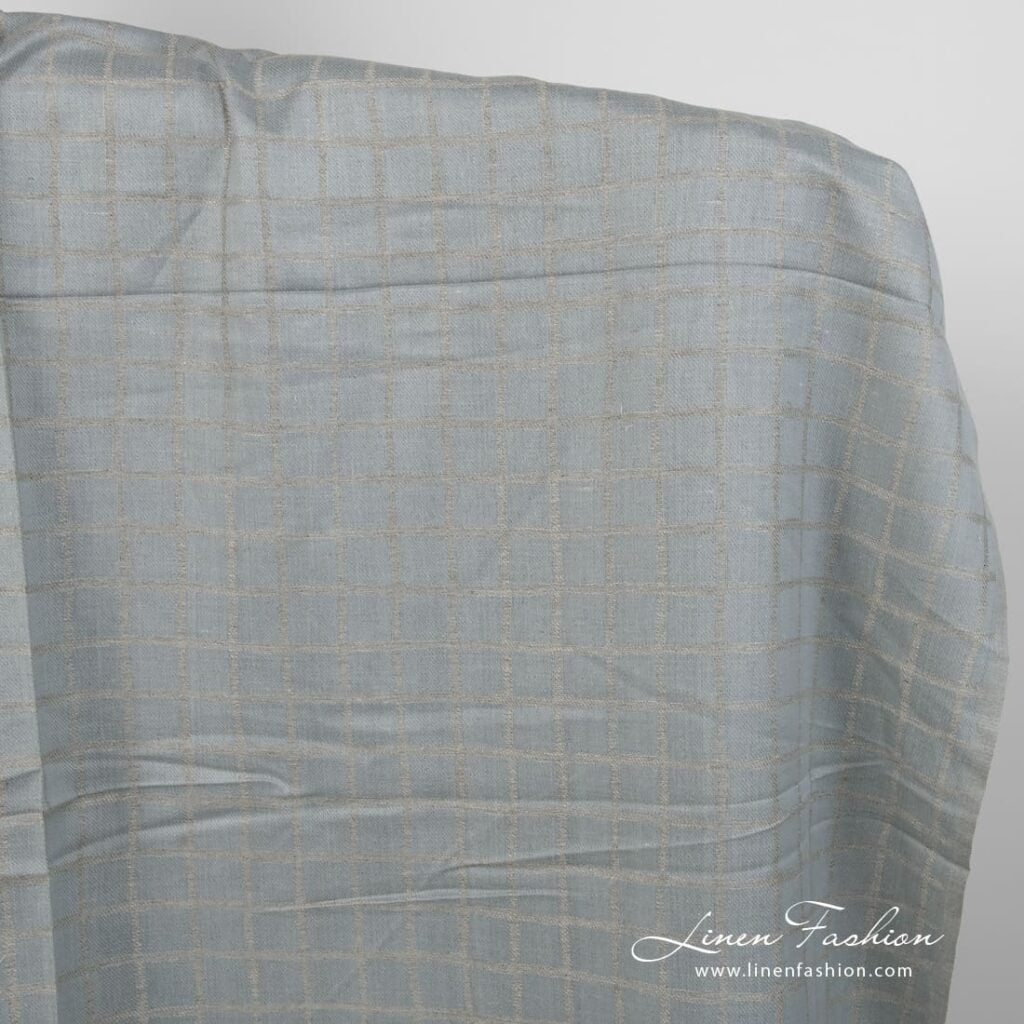 Linen cotton fabric blueish grey double-sided