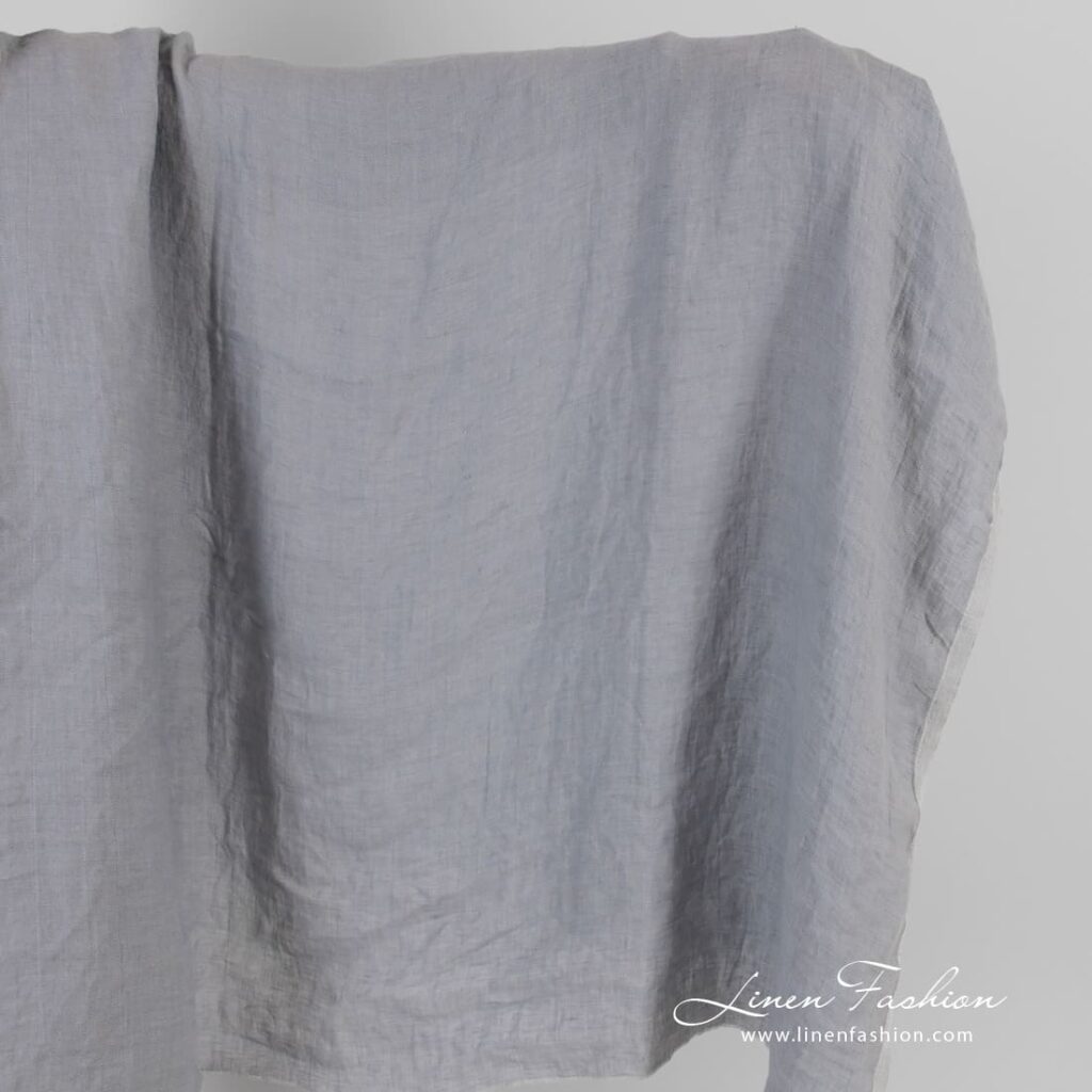 Bluish grey linen satin fabric
