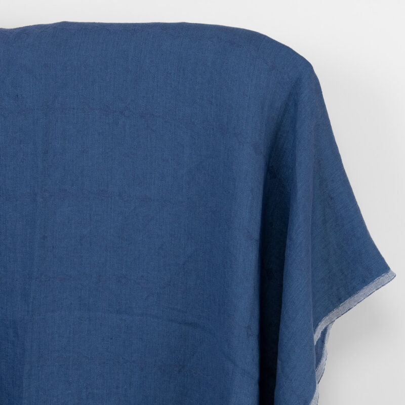 Leinenstoff graublau dezente Rauten, gewaschen