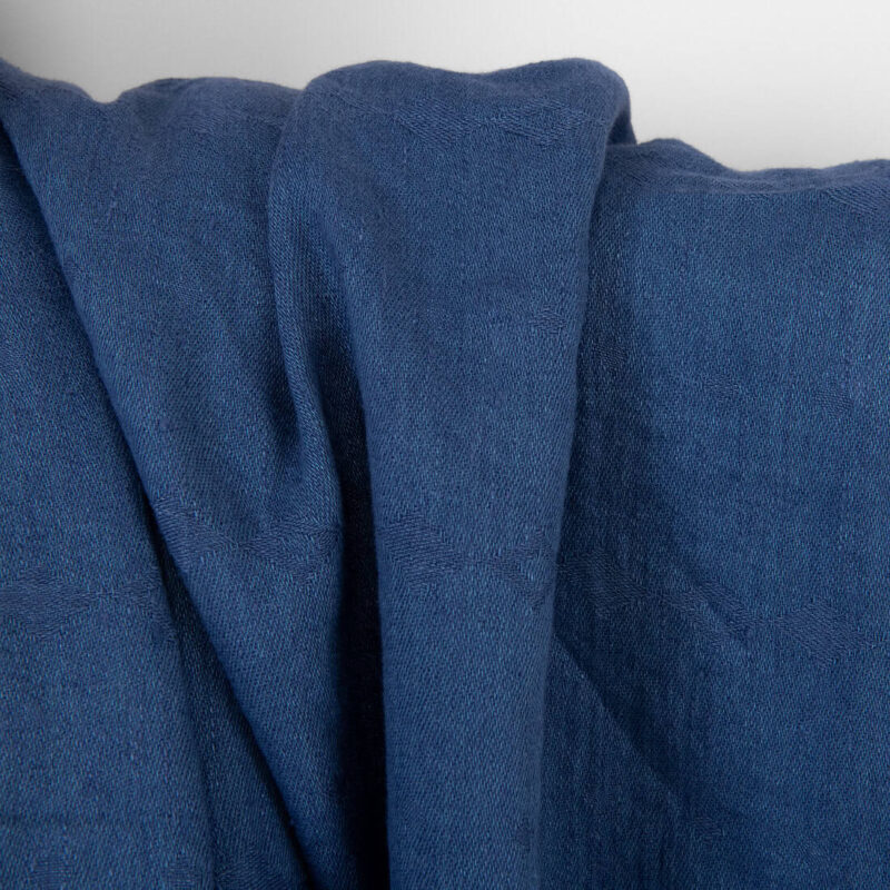 Leinenstoff graublau dezente Rauten, gewaschen – Bild 3
