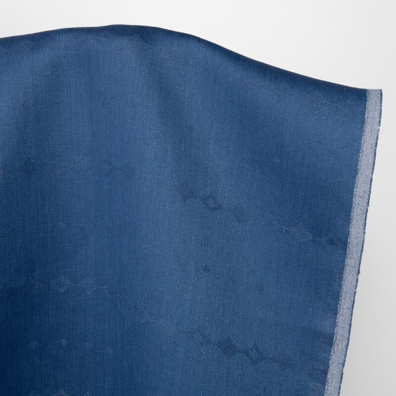 Leinenstoff in Graublau mit dezenten Rautenmustern – Bild 2