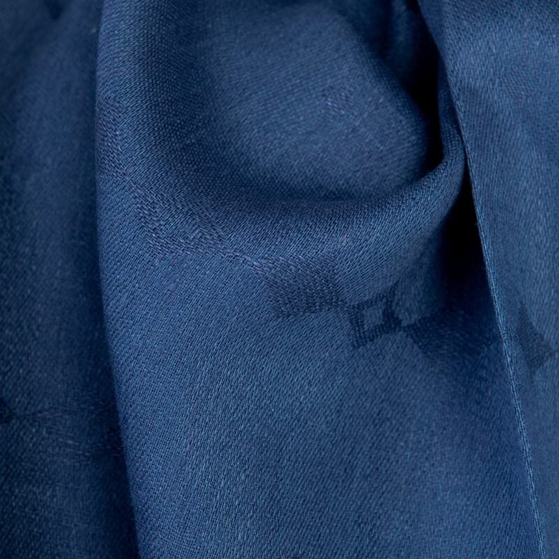 Leinenstoff in Graublau mit dezenten Rautenmustern – Bild 5