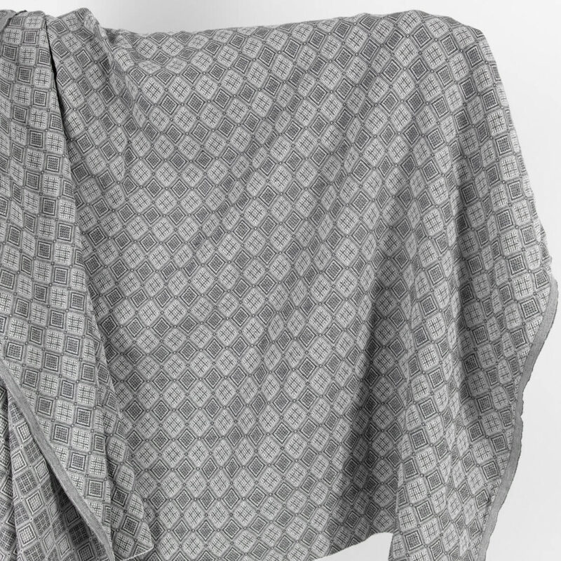 Grey linen cotton fabric in rhombus pattern