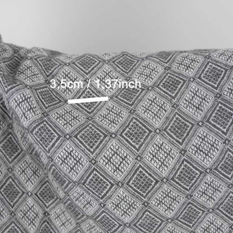 Grey linen cotton fabric in rhombus pattern, perfect for clothes and home textile