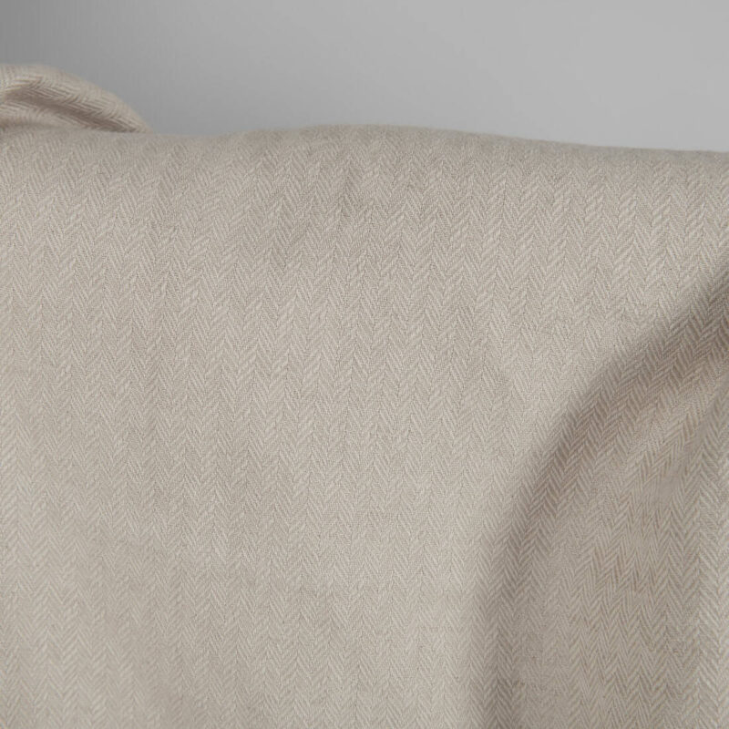 Washed linen cotton sand colour herringbone pattern 150cm