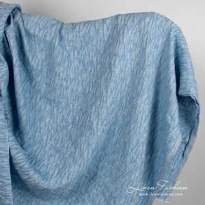 Leinenstoff blau Jacquard vorgewaschen 5 Blue jacquard linen fabric