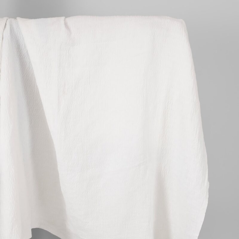 white linen cotton fabric zigzag, washed.