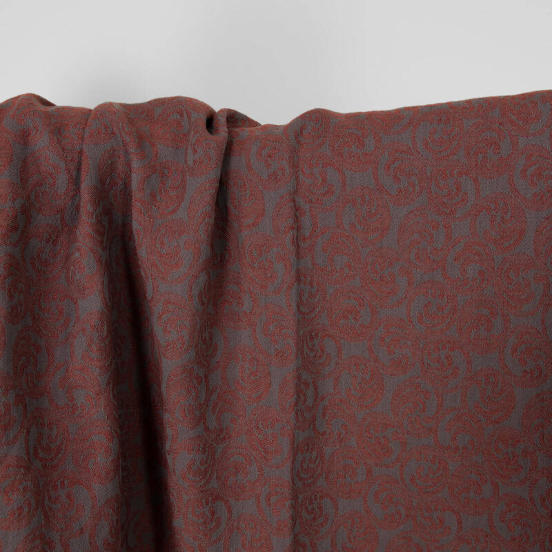 Washed linen cotton fabric grey brown, 140cm width