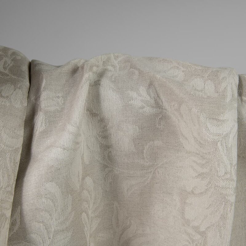 Linen cotton jacquard fabric beige with flowers product photo