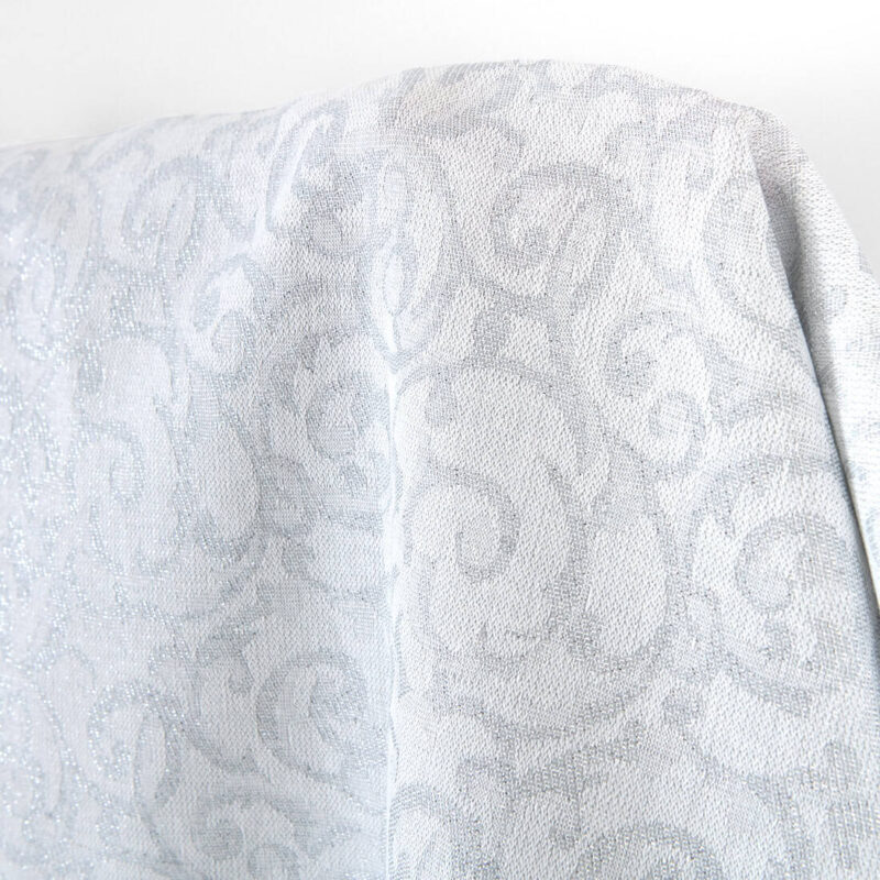 Leinen-Baumwollstoff weiß-graues Jacquard silberglänzend – Bild 2