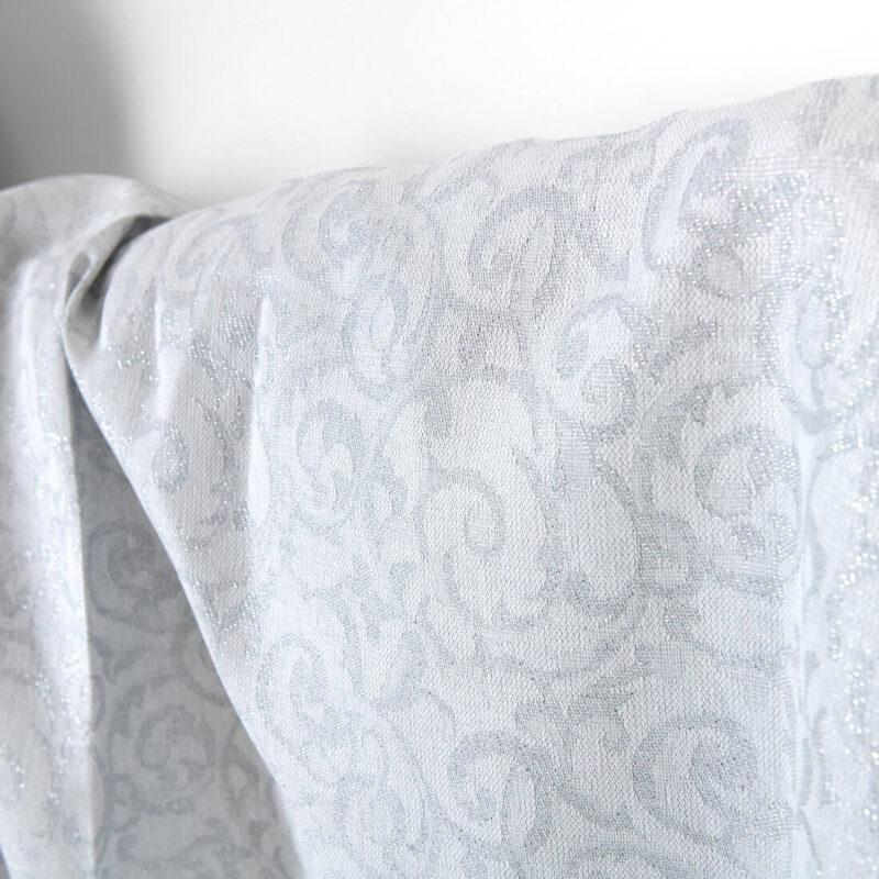 Leinen-Baumwollstoff weiß-graues Jacquard silberglänzend – Bild 3