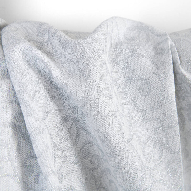 Leinen-Baumwollstoff weiß-graues Jacquard silberglänzend – Bild 4