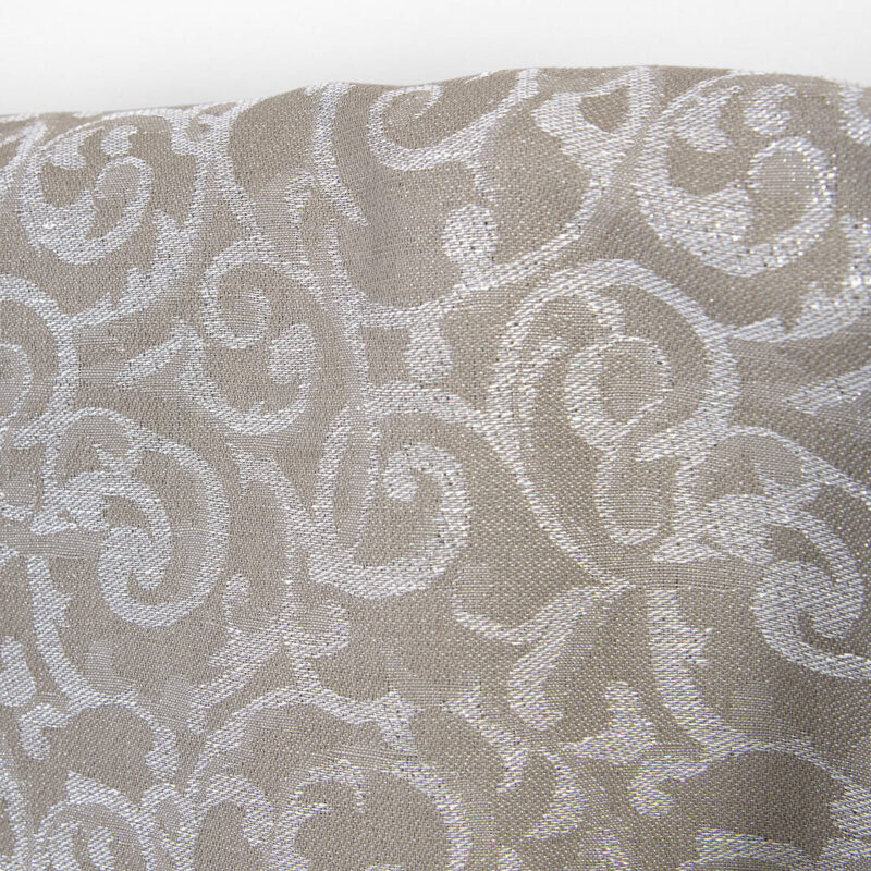 Leinen-Baumwollstoff beige und weiß Jacquard silberglänzend – Bild 4