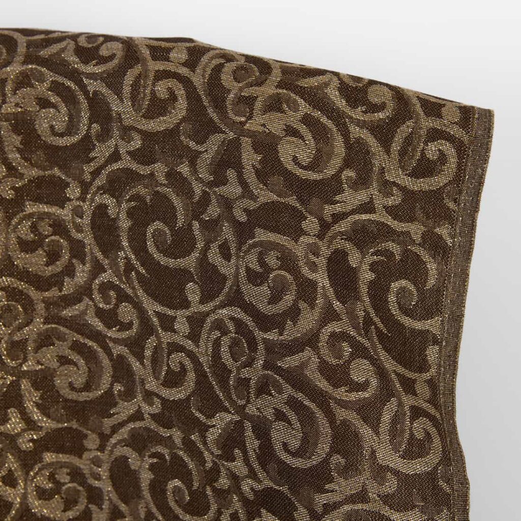 Halbleinen braun und naturfarben Jacquard goldglänzend 2 Halbleinen braun und naturfarben Jacquard goldglänzend – Bild 2