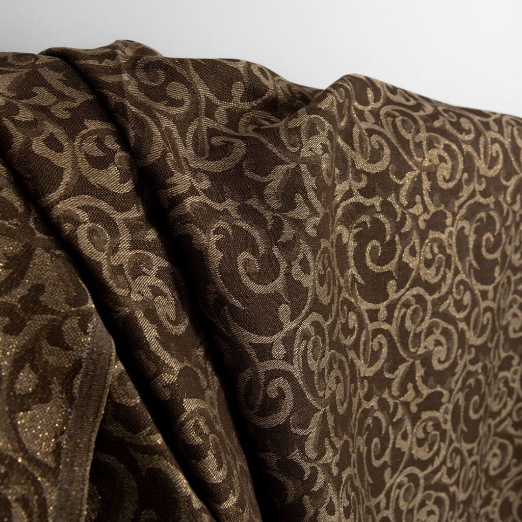 Halbleinen braun und naturfarben Jacquard goldglänzend 3 Halbleinen braun und naturfarben Jacquard goldglänzend – Bild 3