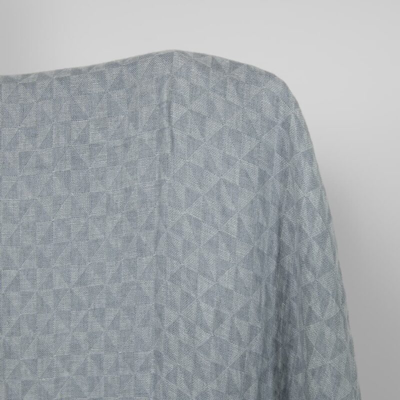 Washed linen fabric grey jacquard triangle pattern, double-layer