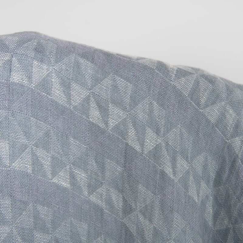 Washed linen fabric grey violet jacquard triangle pattern, double-layer