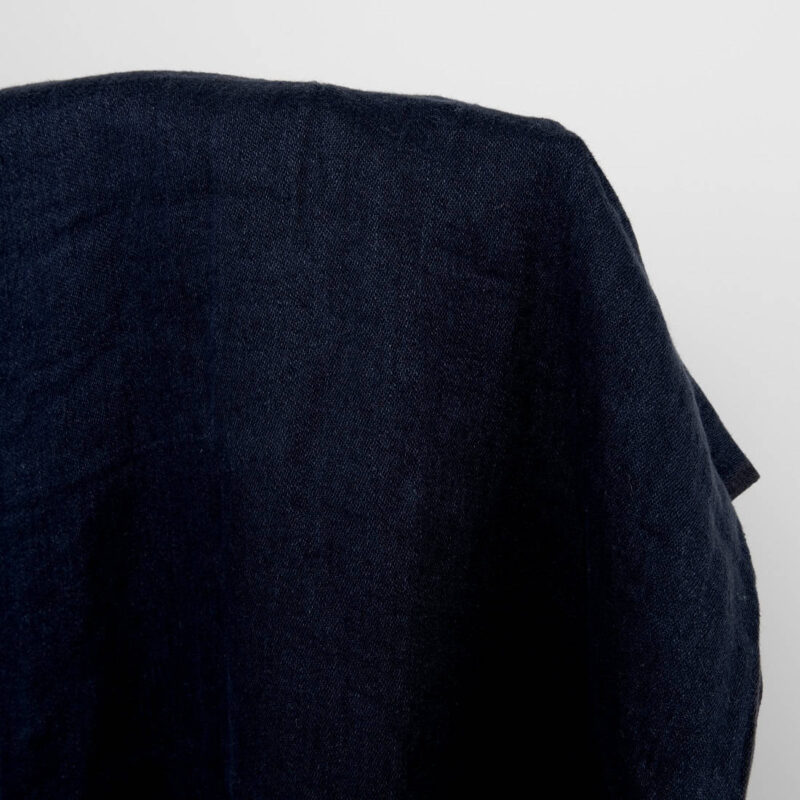 Washed satin linen fabric black blue
