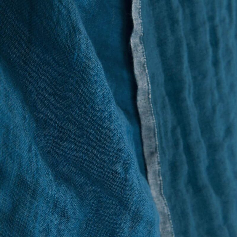 Leinenstoff vorgewaschen blau beidseitig – Bild 2