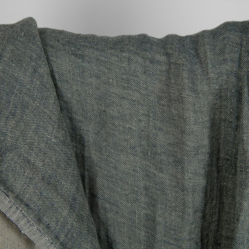 Washed linen fabric greyish blue colour double-sided 165cm