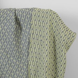 Leinenstoff grau-hellgelb gemustert gewaschen 5 Washed linen fabric grey yellow geometric pattern