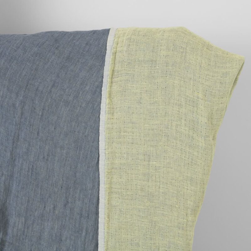 Washed linen fabric grey yellow double-sided