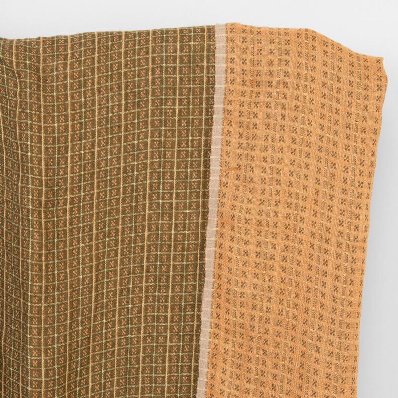 Leinenstoff doppelseitig braun und tonfarben kariert, gewaschen