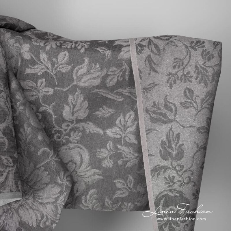 Linen jacquard grey fabric floral pattern design