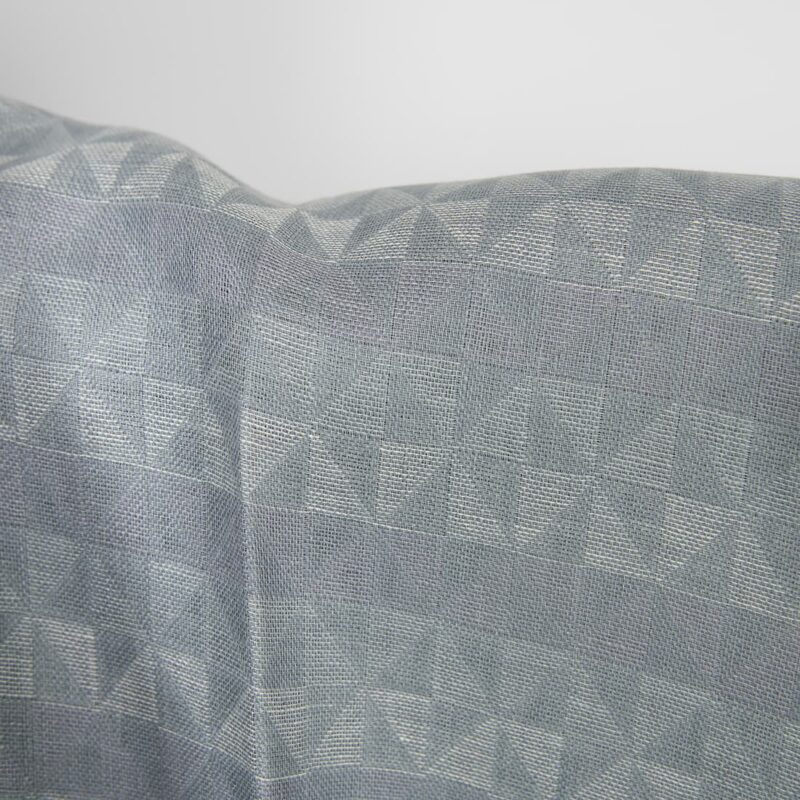 Linen fabric grey violet jacquard triangle pattern, double-layer