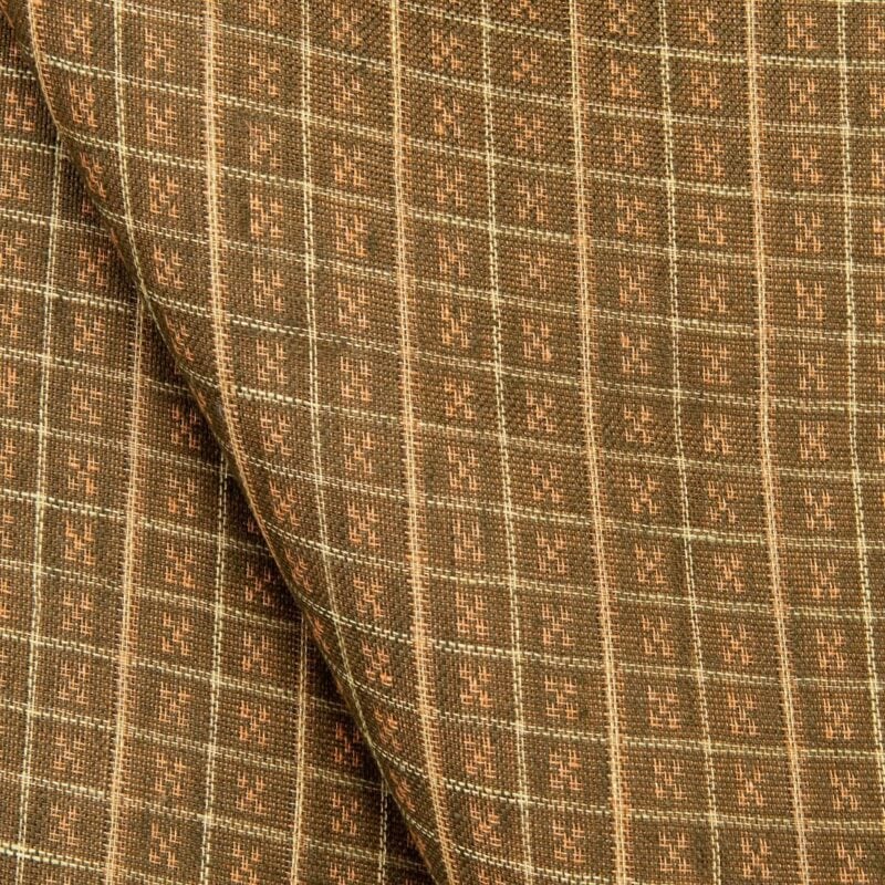 Leinenstoff mit beidseitigem Karomuster Braun und Lehm – Bild 5