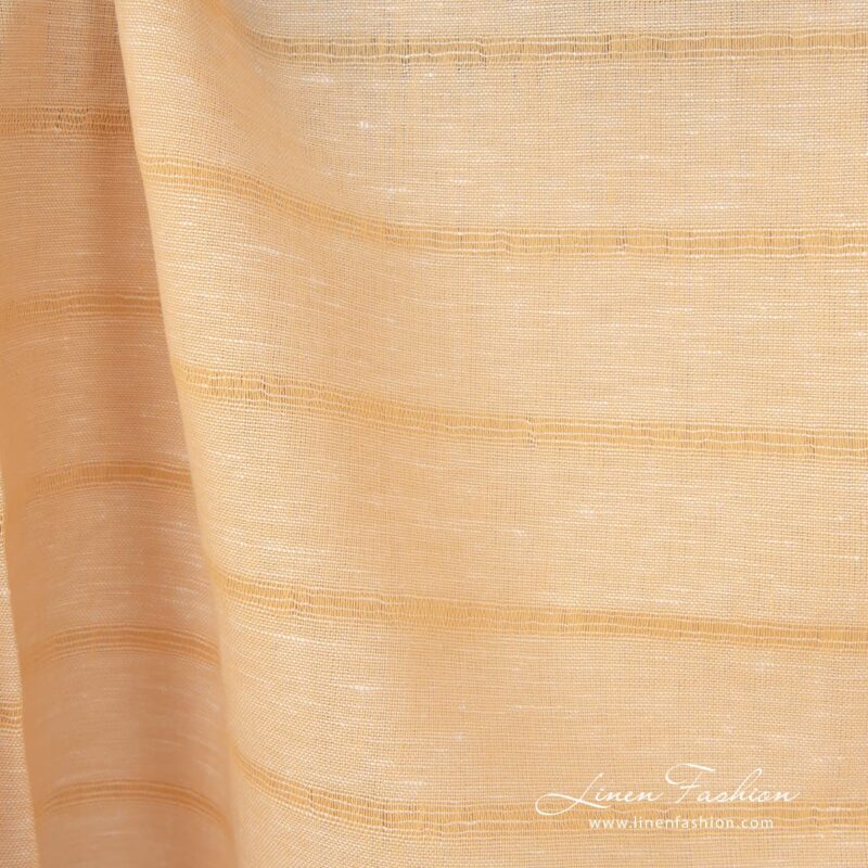 Yellow linen cotton fabric with transparent lines can be 150cm and 180cm in width