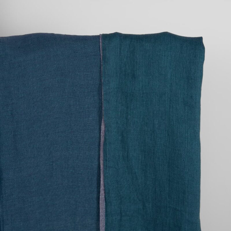 Double-sided blue washed linen fabric both sides
