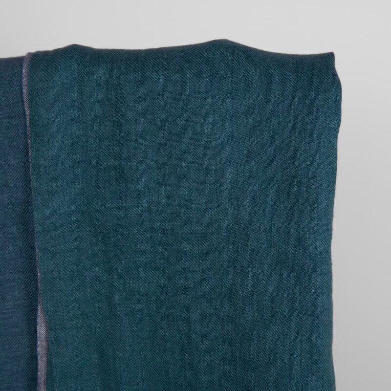 Double-sided blue washed linen fabric turquoise