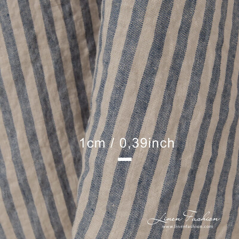 linen striped blue fabric, 1cm.