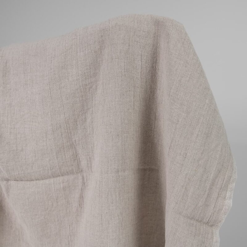 Washed heavy linen fabric natural colour edge view