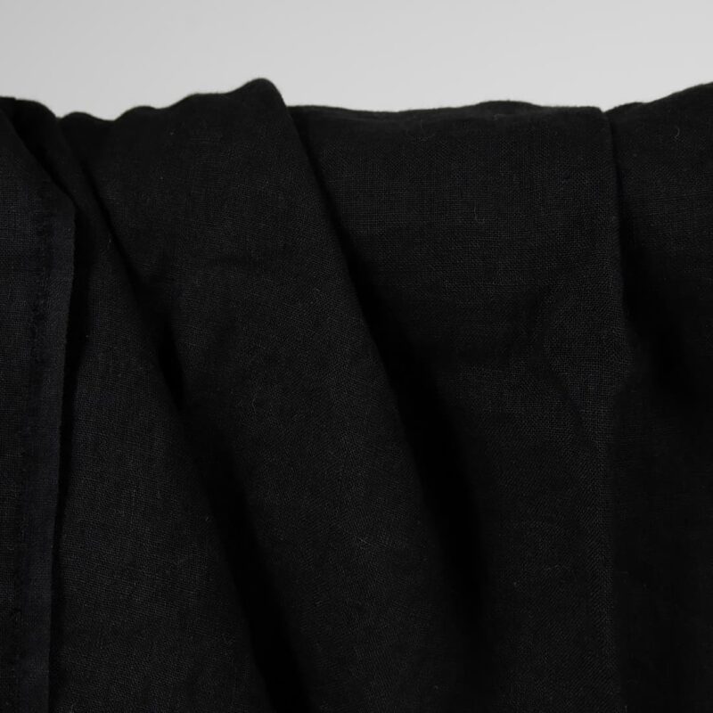 Washed heavy linen fabric black colour product detail