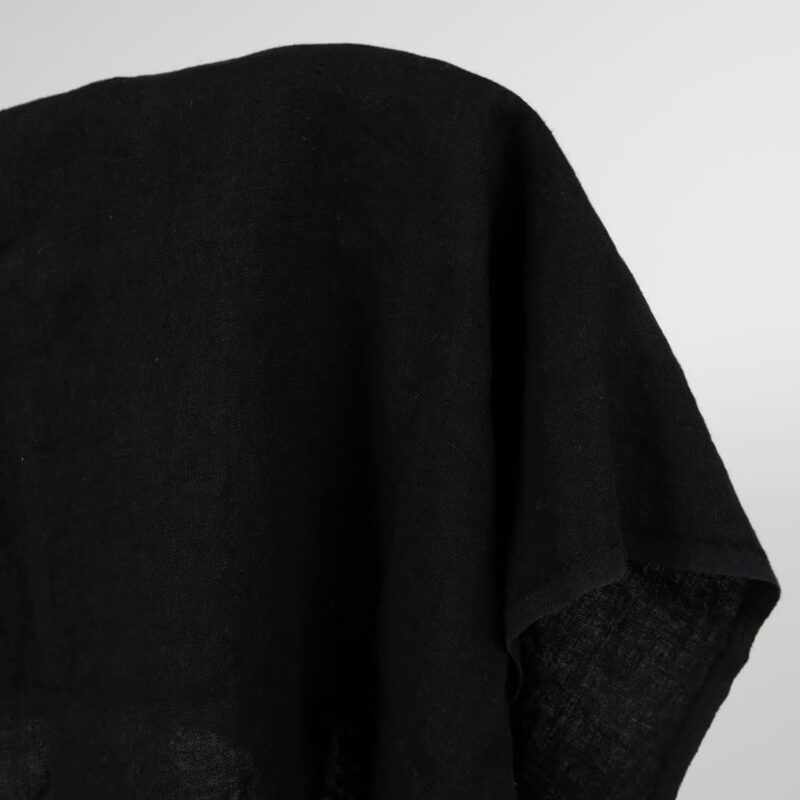 Washed heavy linen fabric black colour 140cm