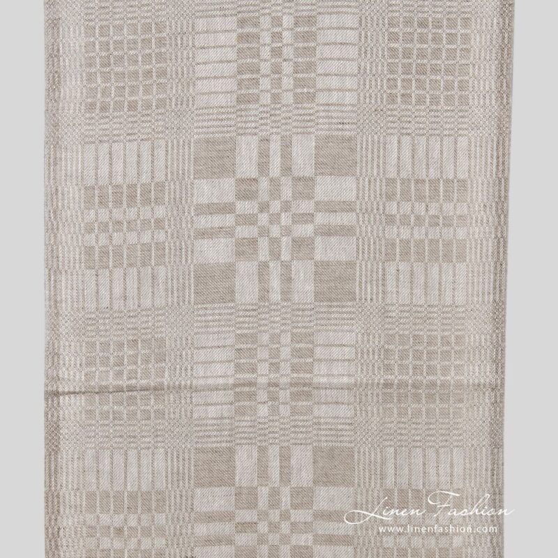 Grey linen fabric in checks