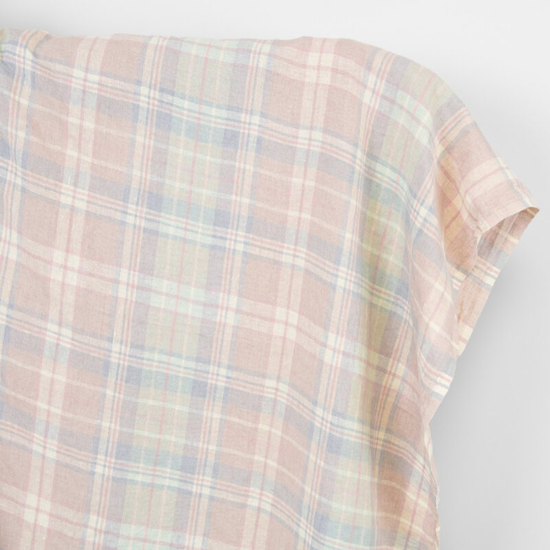 Leinenstoff rosa Pastellkaros, gewaschen