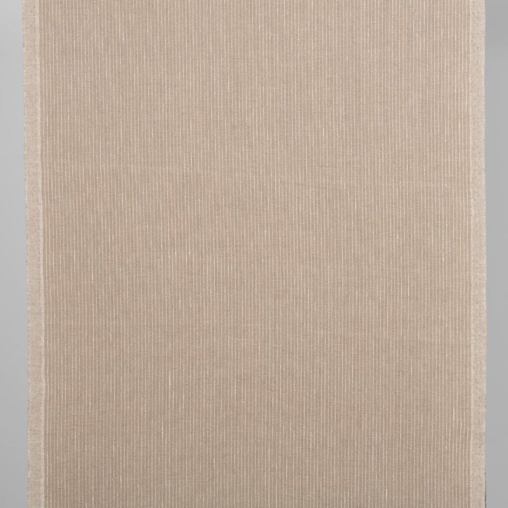 Narrow linen fabric nude colour with white stripes
