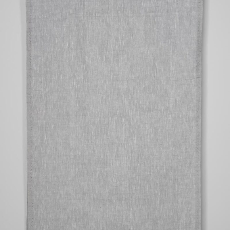 Narrow linen fabric in white and grey melange