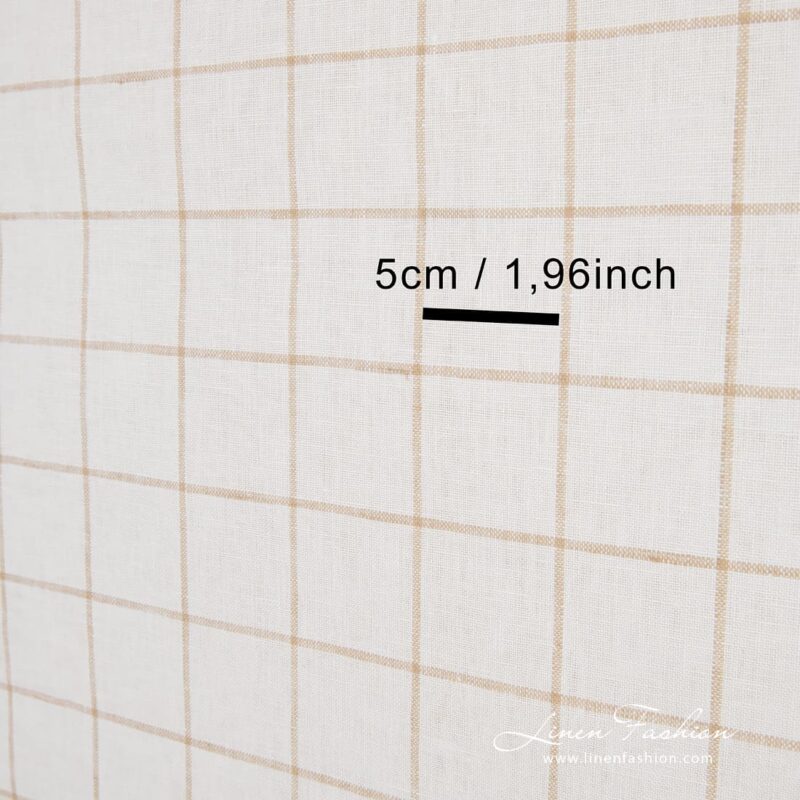 Linen fabric in beige checks, perfect for kitchen towels